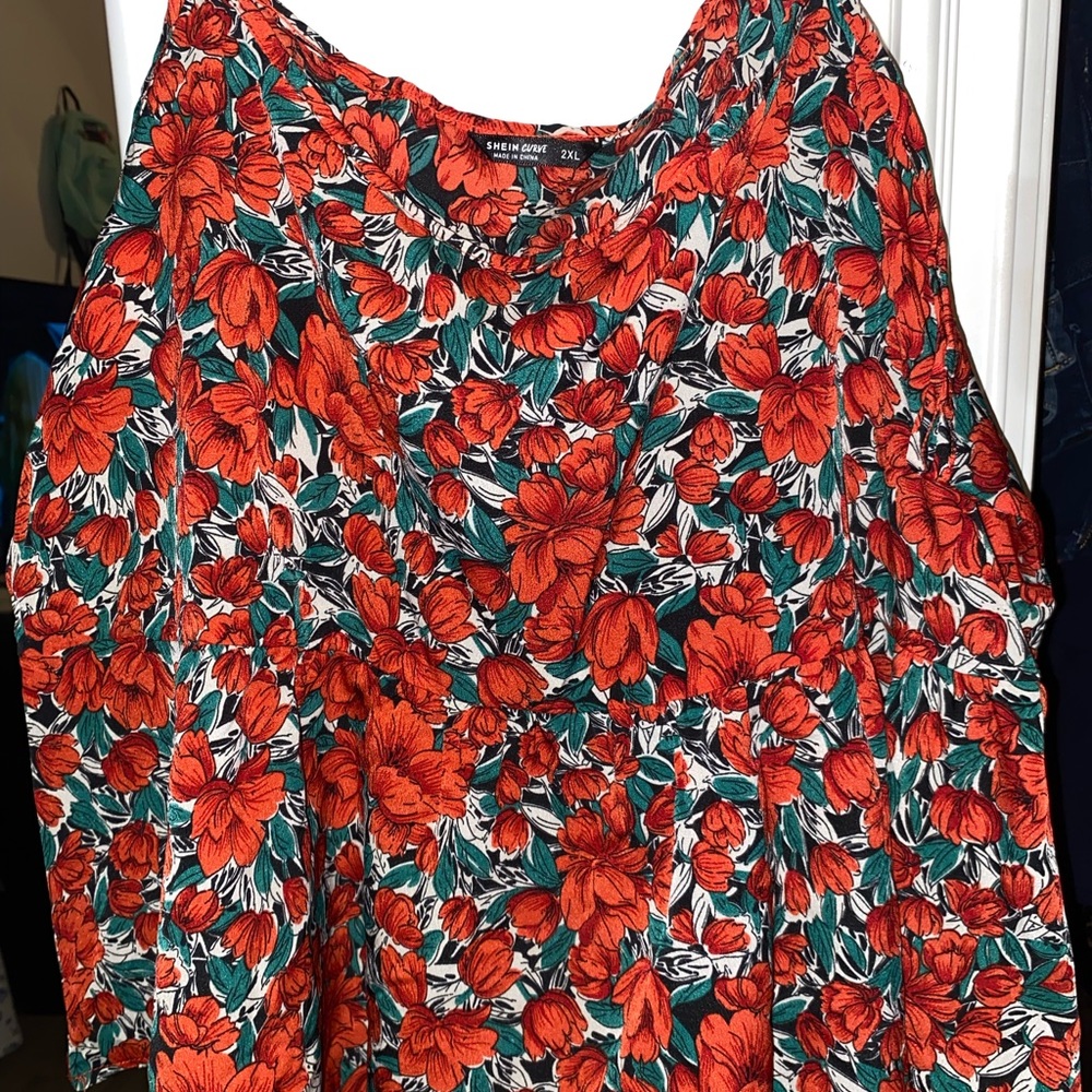 Red floral tank top